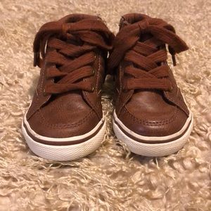 Brown Faux Leather Sneakers